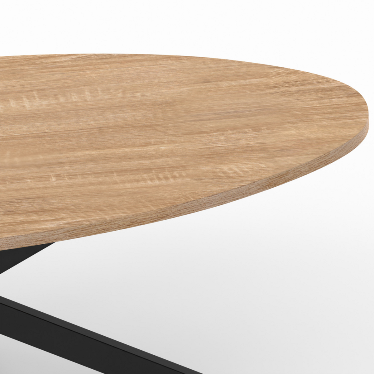 ID MARKET Table basse ovale ALIX 110 cm pied araignée bois et noir