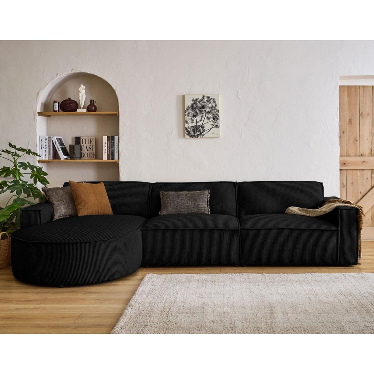 LISA DESIGN Spiaggia - canapé d'angle gauche - 5 places - en velours côtelé