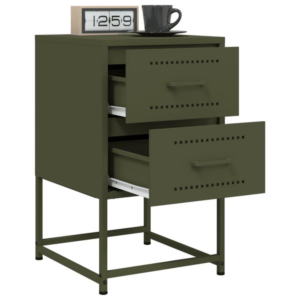 VIDAXL Tables de chevet 2 pcs vert olive 36x39x60,5 cm acier