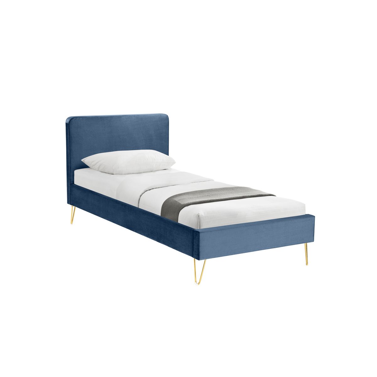 Lit avec sommier et tête de lit 90x190cm Tissu velours EMMA