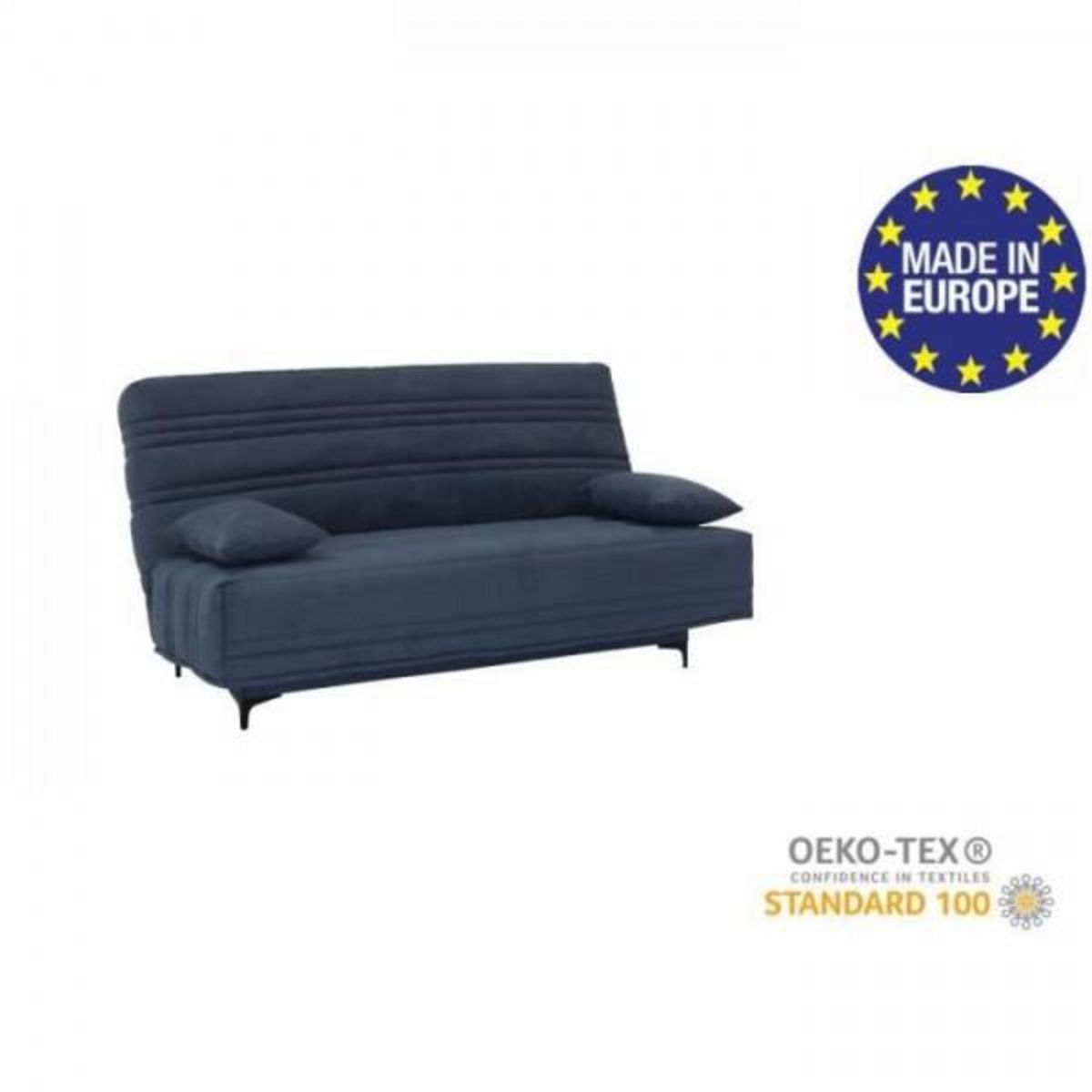 MARKET24 Banquette clic clac 3 places - Tissu bleu - L199 x P96 x 103 cm - KRISTEN - Style contemporain