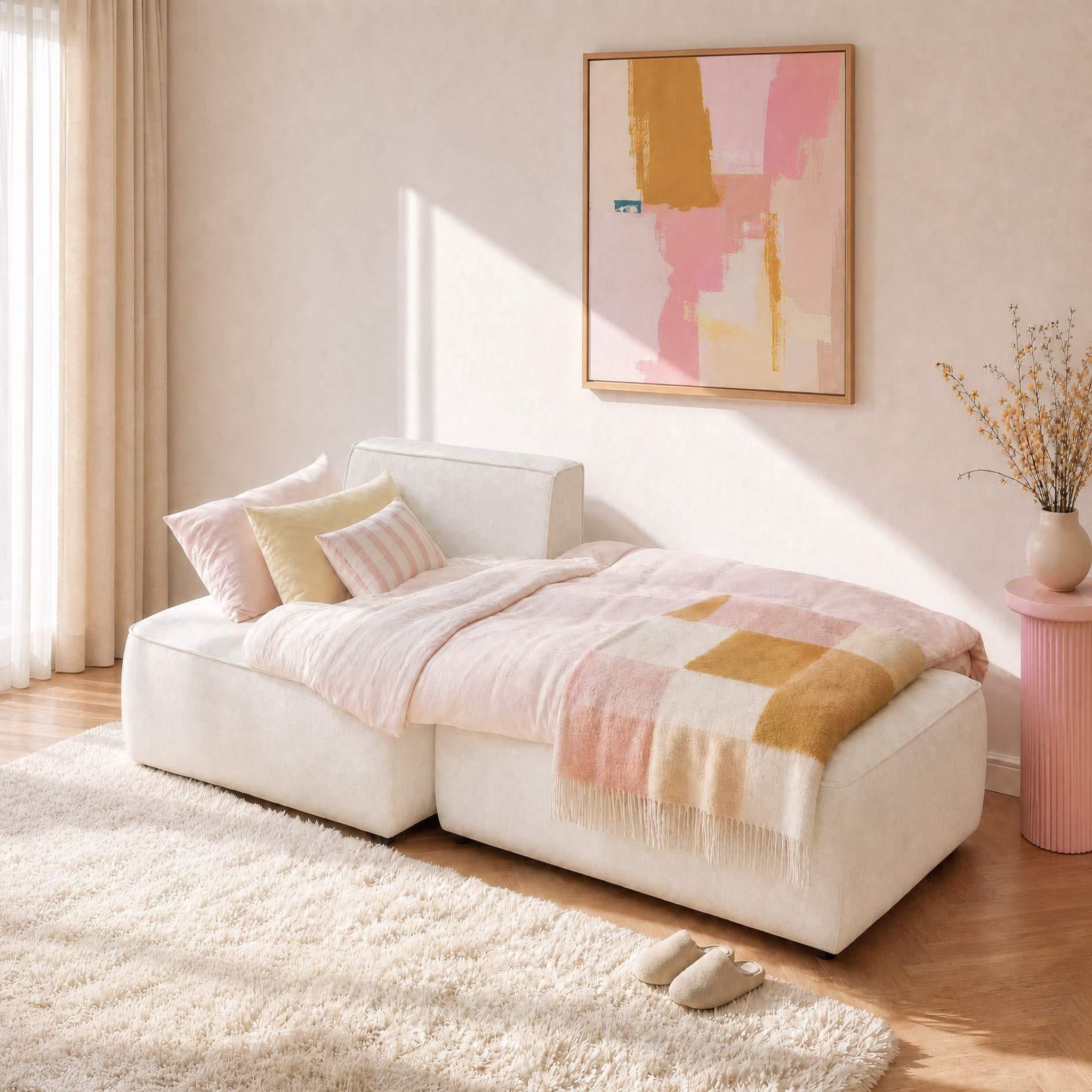 Voir la diapositive 2 : BEST MOBILIER Lisette - canapé d'angle gauche 4 places convertible avec coffre en velours