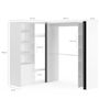 Voir la diapositive 4 : ID MARKET Dressing extensible d'angle MARLON 200 x 150 x 180 cm blanc avec penderies + tiroirs + étagères + rideaux gris