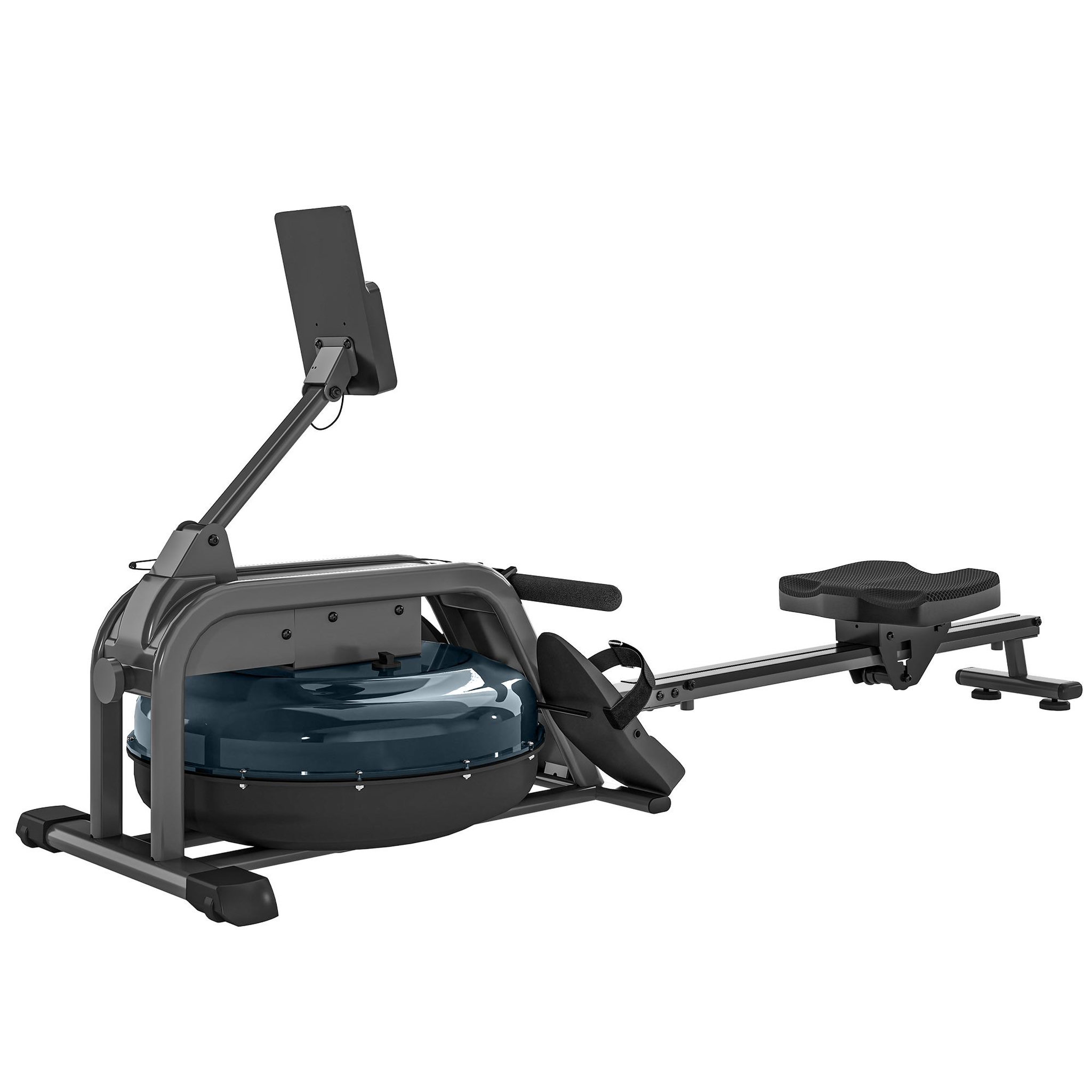 HOMCOM Rameur à eau rameur pliable 6 niveaux de résistance écran lcd multifonction support tablette noir
