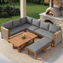 Voir la diapositive 4 : MERAX Salon de jardin 6 place en bois avec coussins