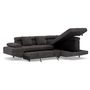 Voir la diapositive 4 : BEST MOBILIER Margaux - canapé d'angle droit 5 places convertible avec coffre et têtières réglables en velours texturé