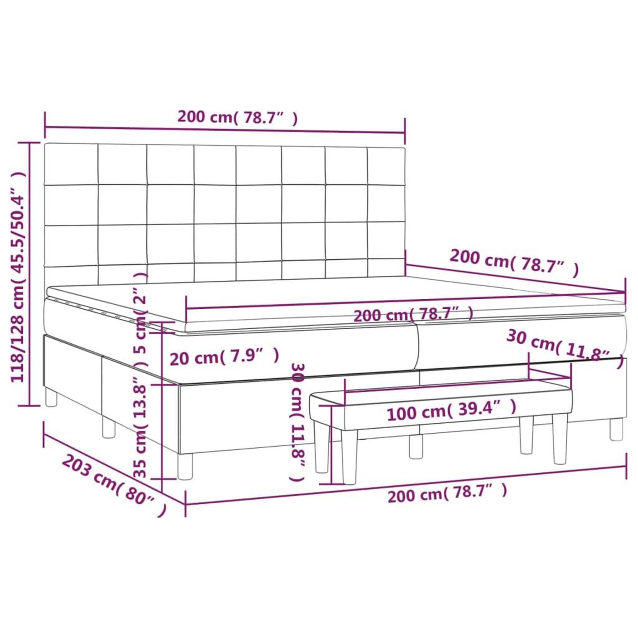 Voir la diapositive 6 : VIDAXL Sommier a lattes de lit avec matelas Marron fonce 200x200 cm