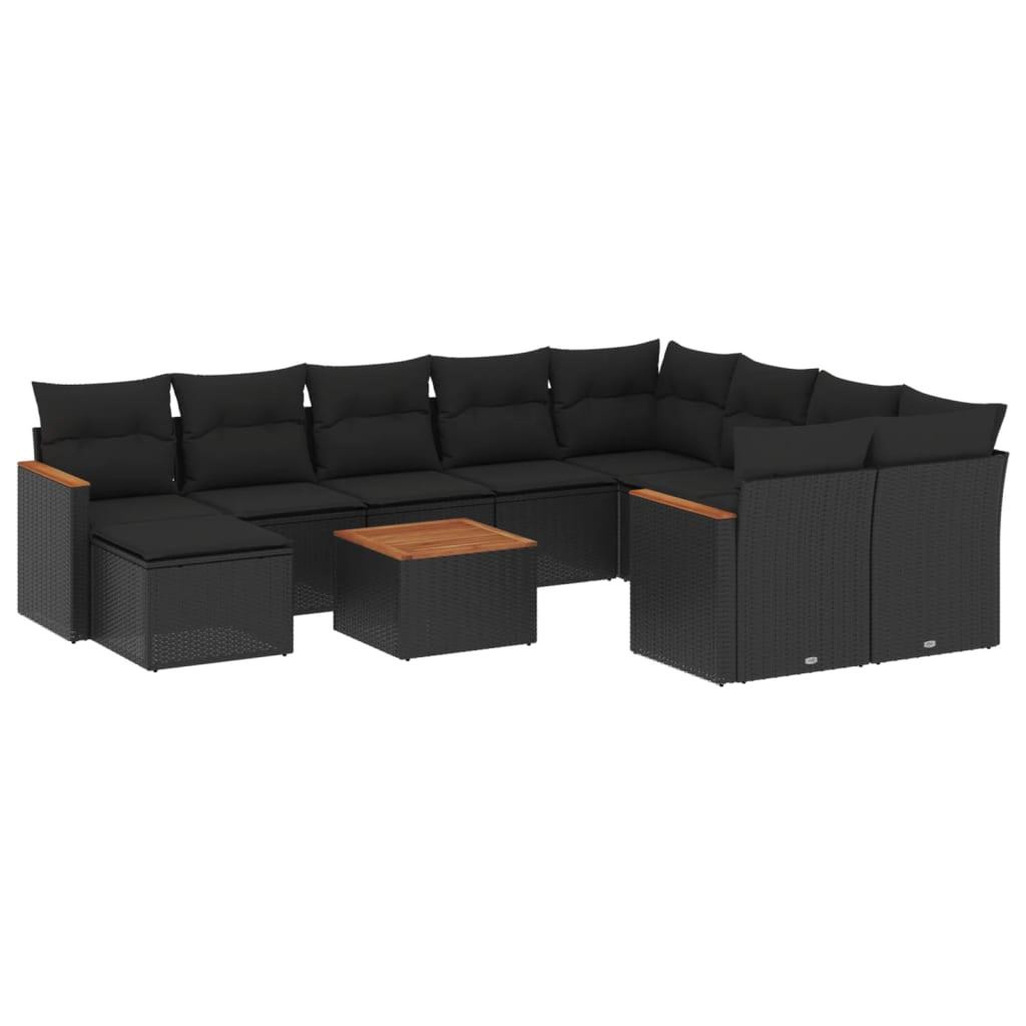 Voir la diapositive 2 : VIDAXL Salon de jardin 11 pcs avec coussins noir resine tressee