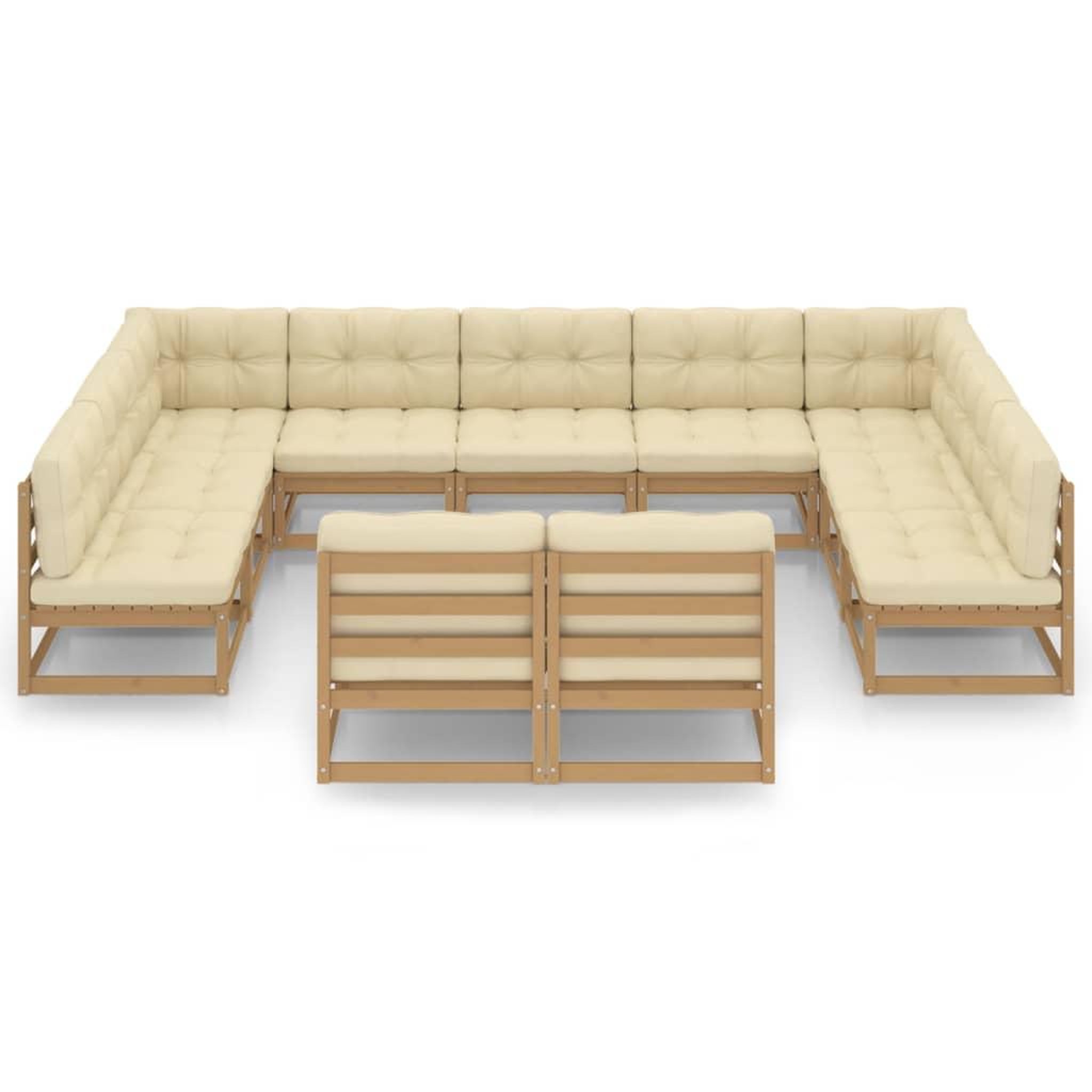 Voir la diapositive 3 : VIDAXL Salon de jardin 11 pcs avec coussins Marron miel Bois de pin