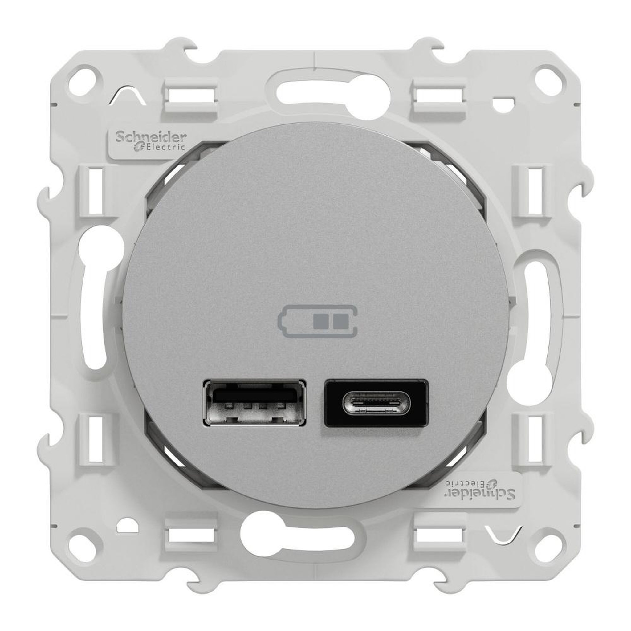 Schneider Electric Prise chargeur double usb A+C 12W à assembler Odace, SCHNEIDER ELECTRIC, aluminium