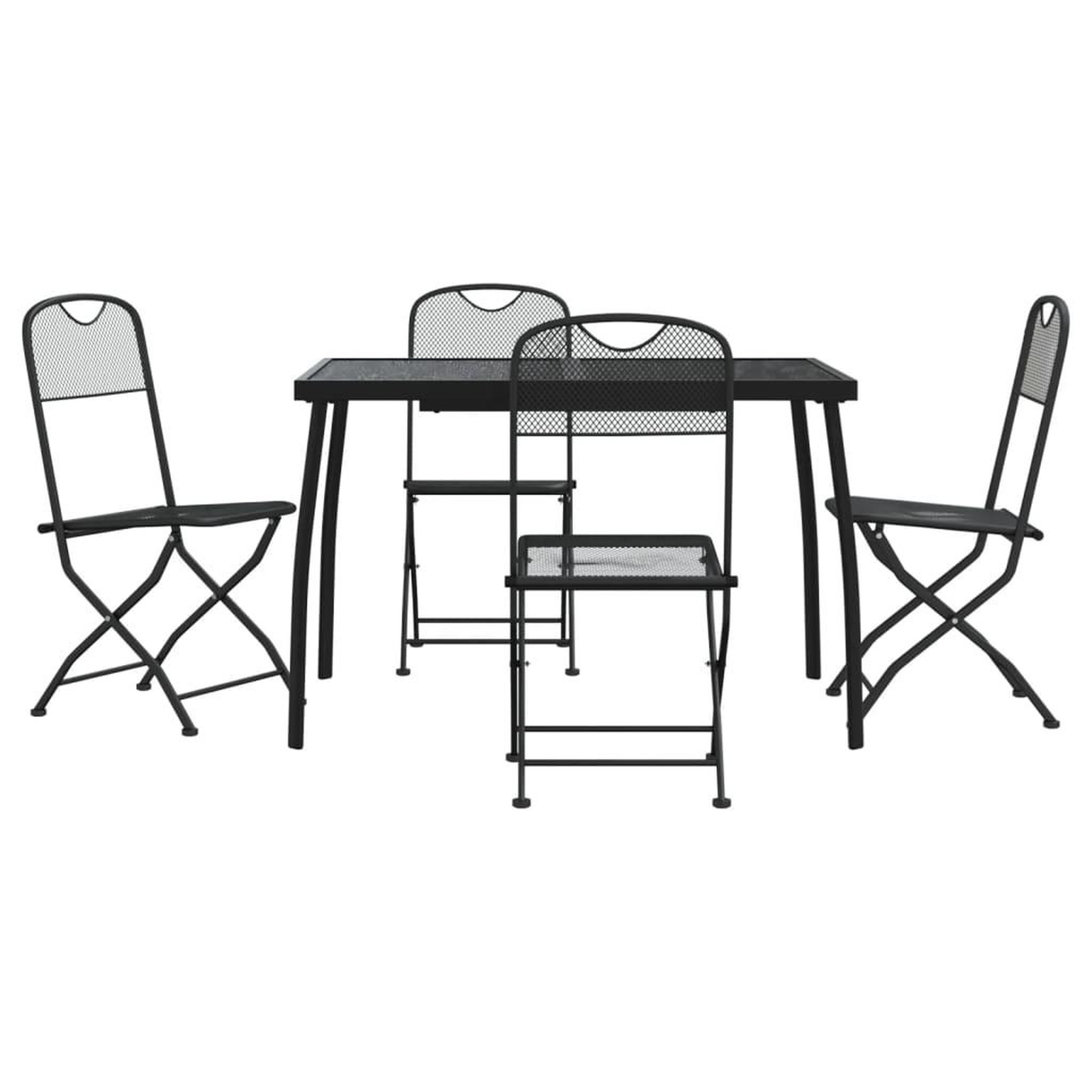 Voir la diapositive 2 : VIDAXL Ensemble a manger de jardin 5 pcs anthracite metal maille