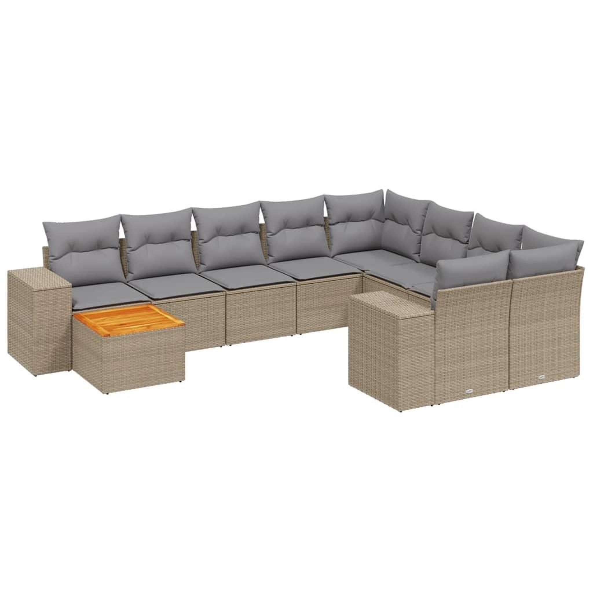 Voir la diapositive 2 : VIDAXL Salon de jardin 11 pcs avec coussins beige resine tressee