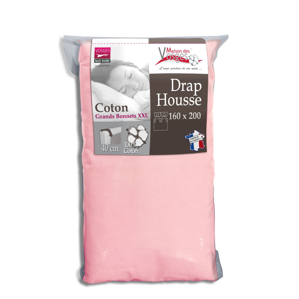 Drap housse en coton 57fils super grand bonnet 40cm spécial matelas très épais