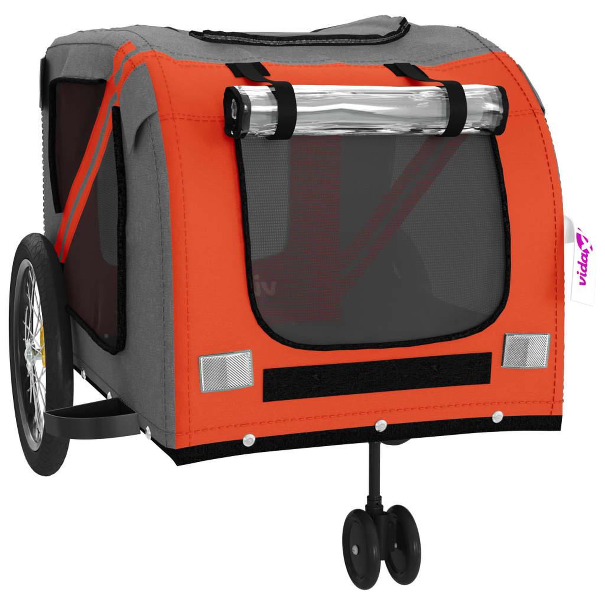 Voir la diapositive 5 : VIDAXL Remorque de velo pour animaux de compagnie orange et gris