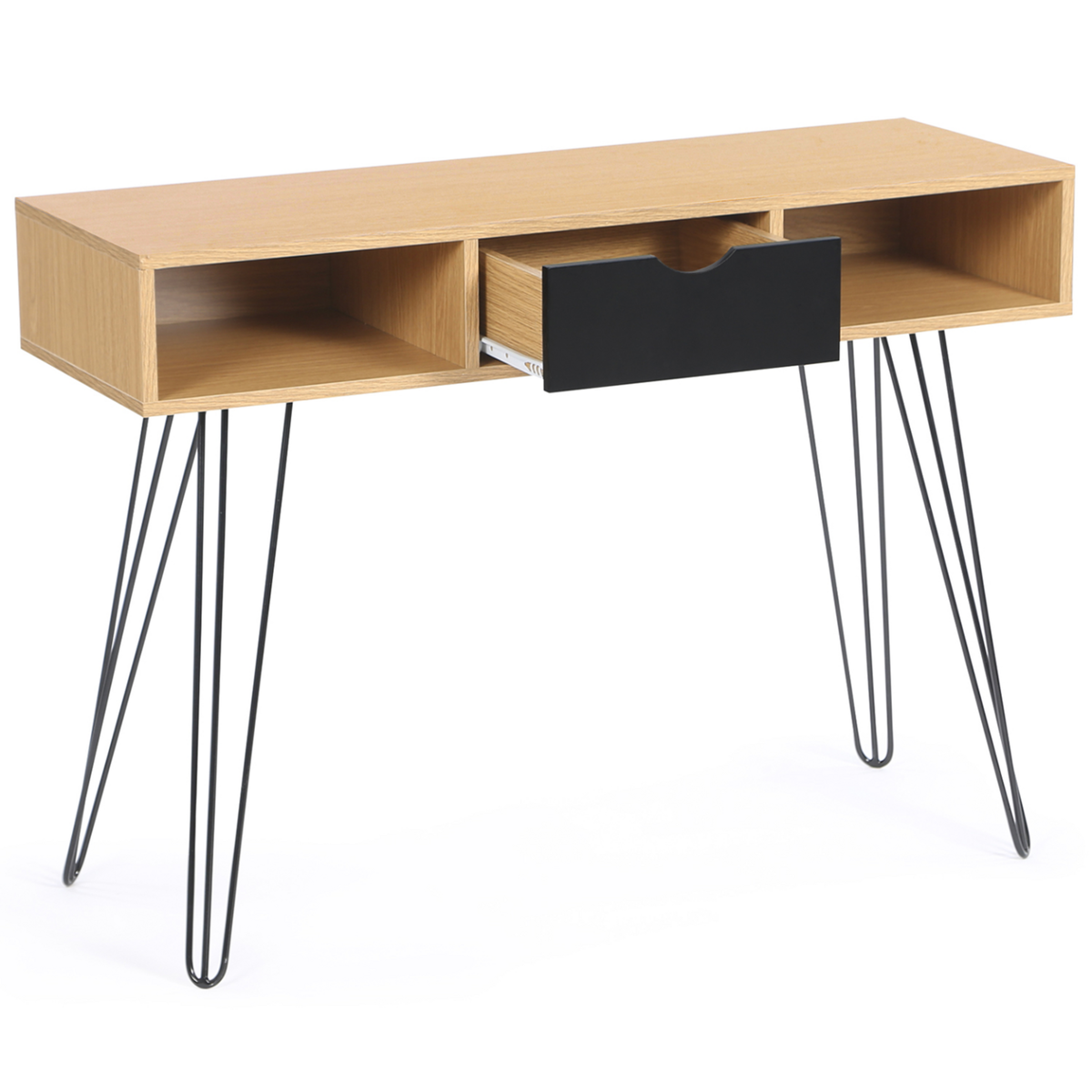 ID MARKET Console vintage NOEMI 1 tiroir bois pied épingle
