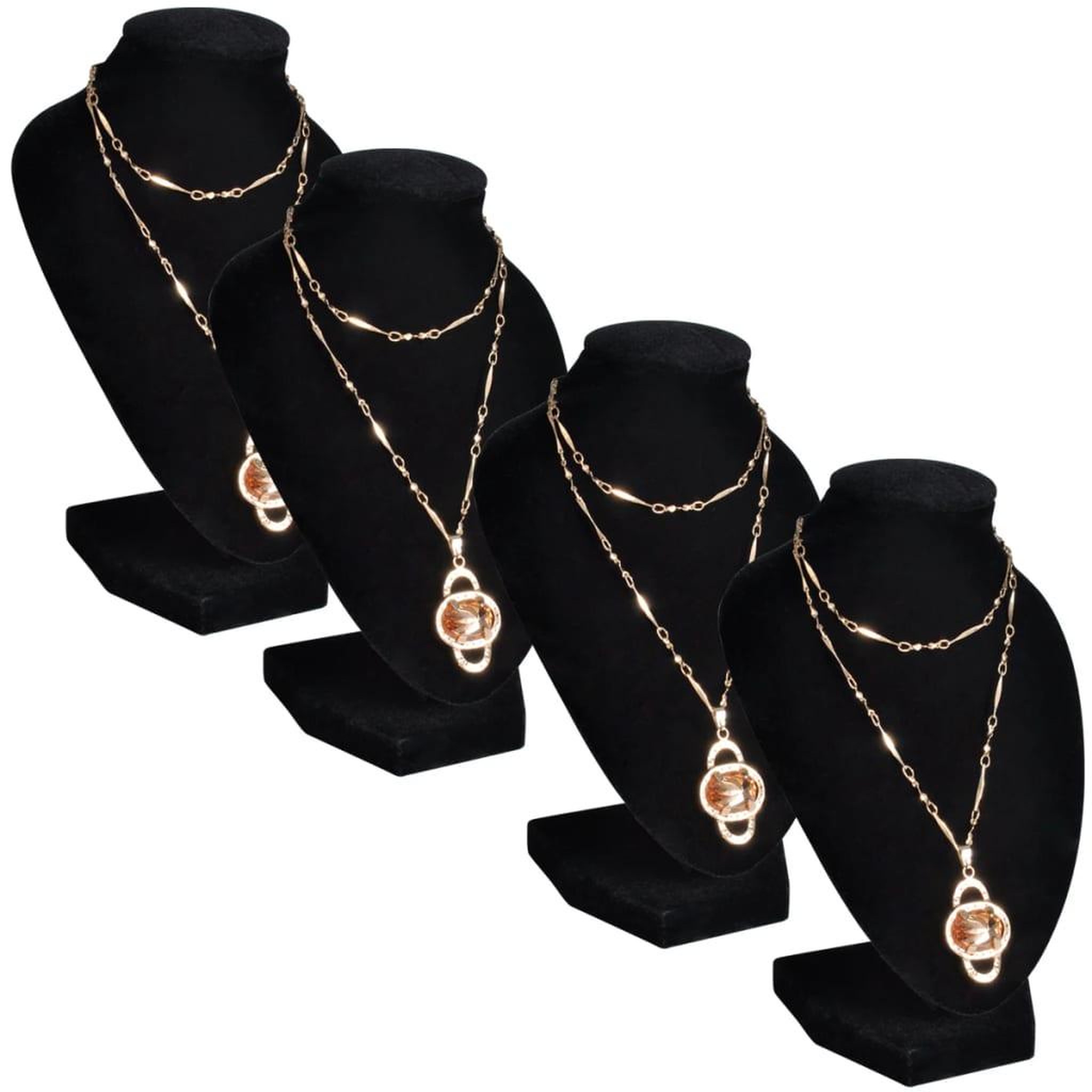 Voir la diapositive 1 : VIDAXL Presentoir buste d'exposition pour colliers en flanelle 4 pcs