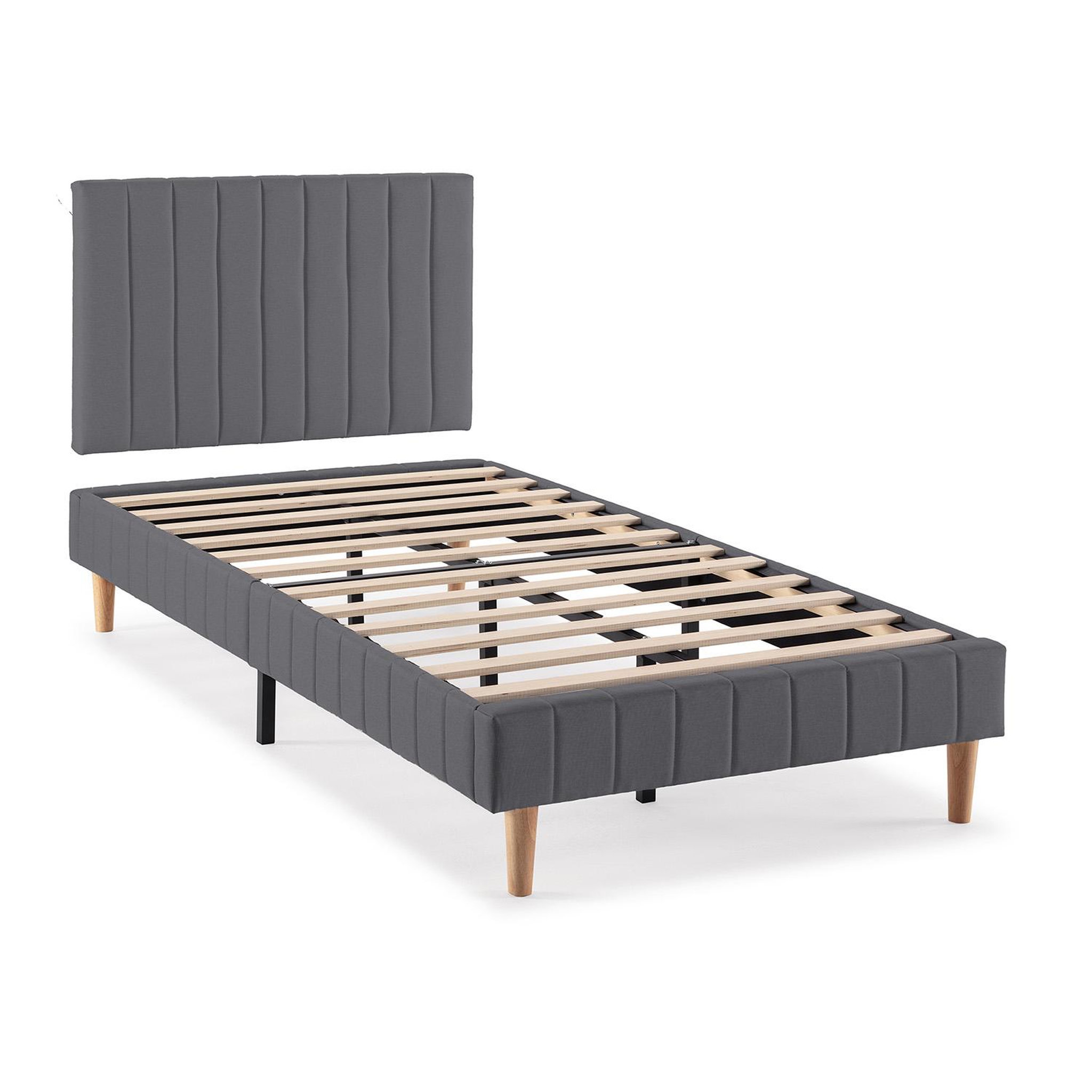 Voir la diapositive 1 : VS VENTA-STOCK Sommier + tête de lit Eris 90x190 cm Gris foncé