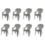ARETA Lot de 8 fauteuils de jardin - Kaki - STRESA