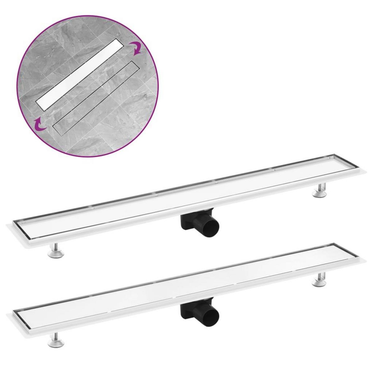 VIDAXL Drain de douche avec couvercle 2 en 1 93x14 cm Acier inoxydable