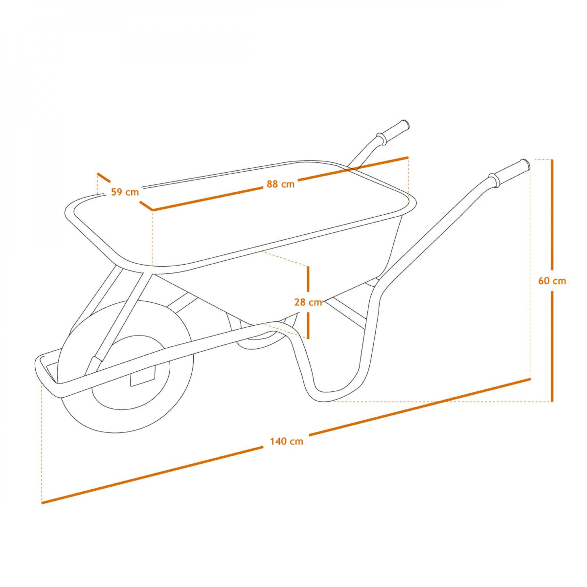 Voir la diapositive 2 : LINXOR Brouette de jardin, de chantier tout terrain - 75 L - 160 Kg