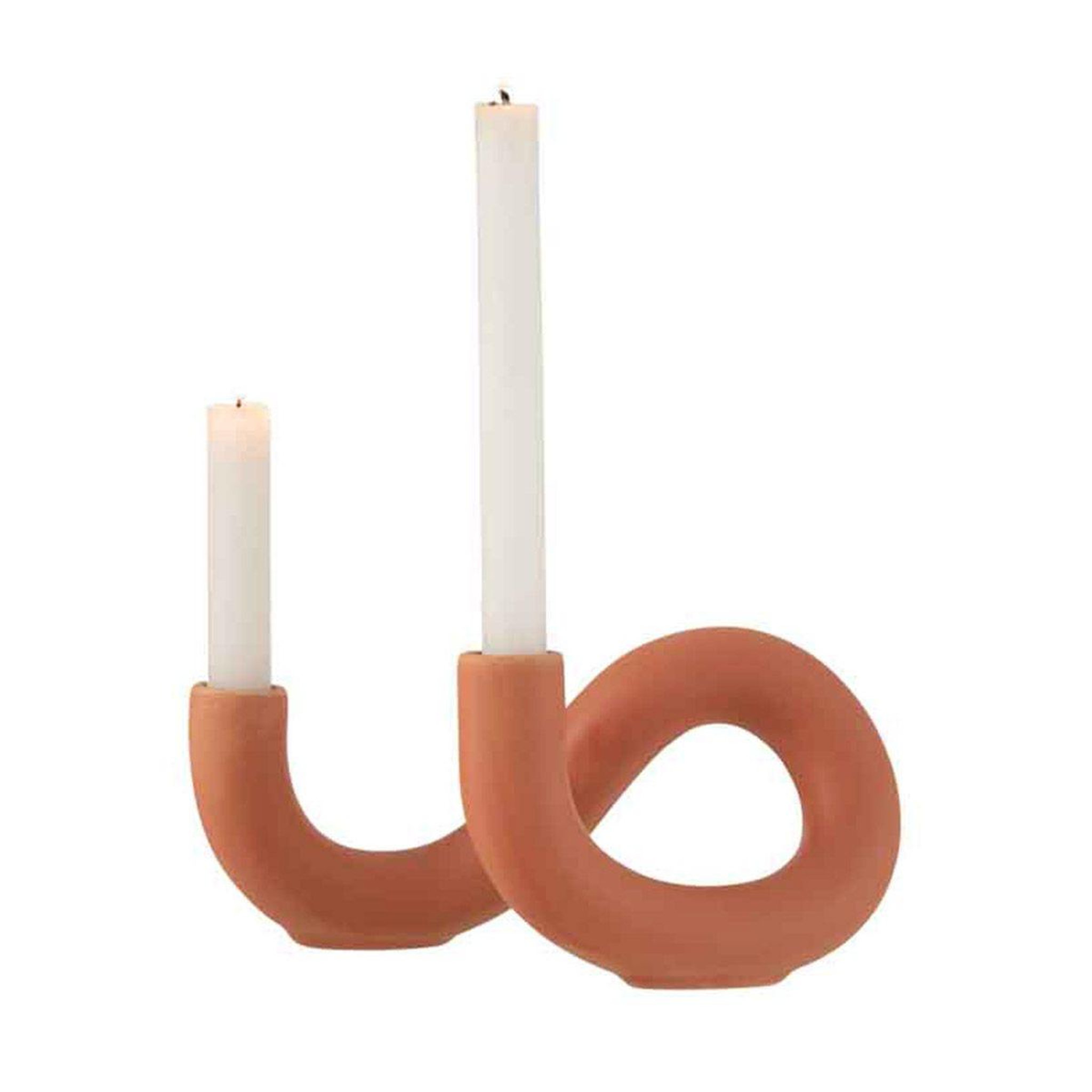 Voir la diapositive 2 : J-LINE Bougeoir en céramique  torsia  25cm orange