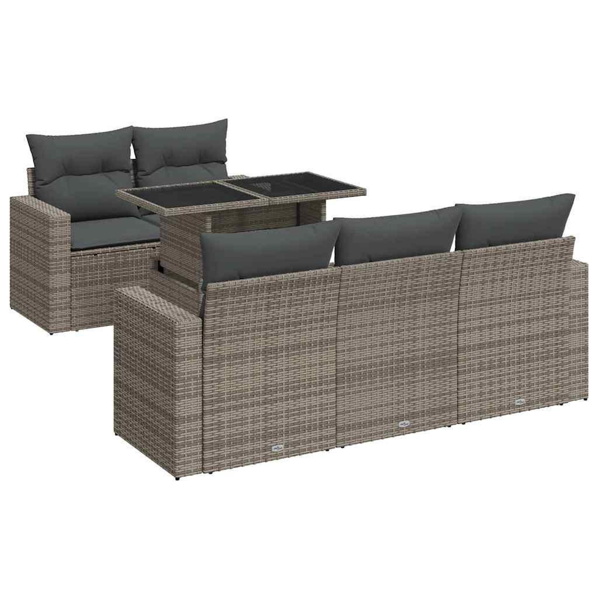 Voir la diapositive 2 : VIDAXL Salon de jardin 6 pcs avec coussins gris resine tressee