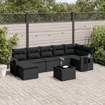 VIDAXL Salon de jardin 8 pcs avec coussins noir resine tressee