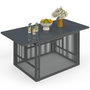 Voir la diapositive 1 : ID MARKET Table basse de jardin relevable rectangulaire 100 cm RIO structure métal et cordage gris anthracite