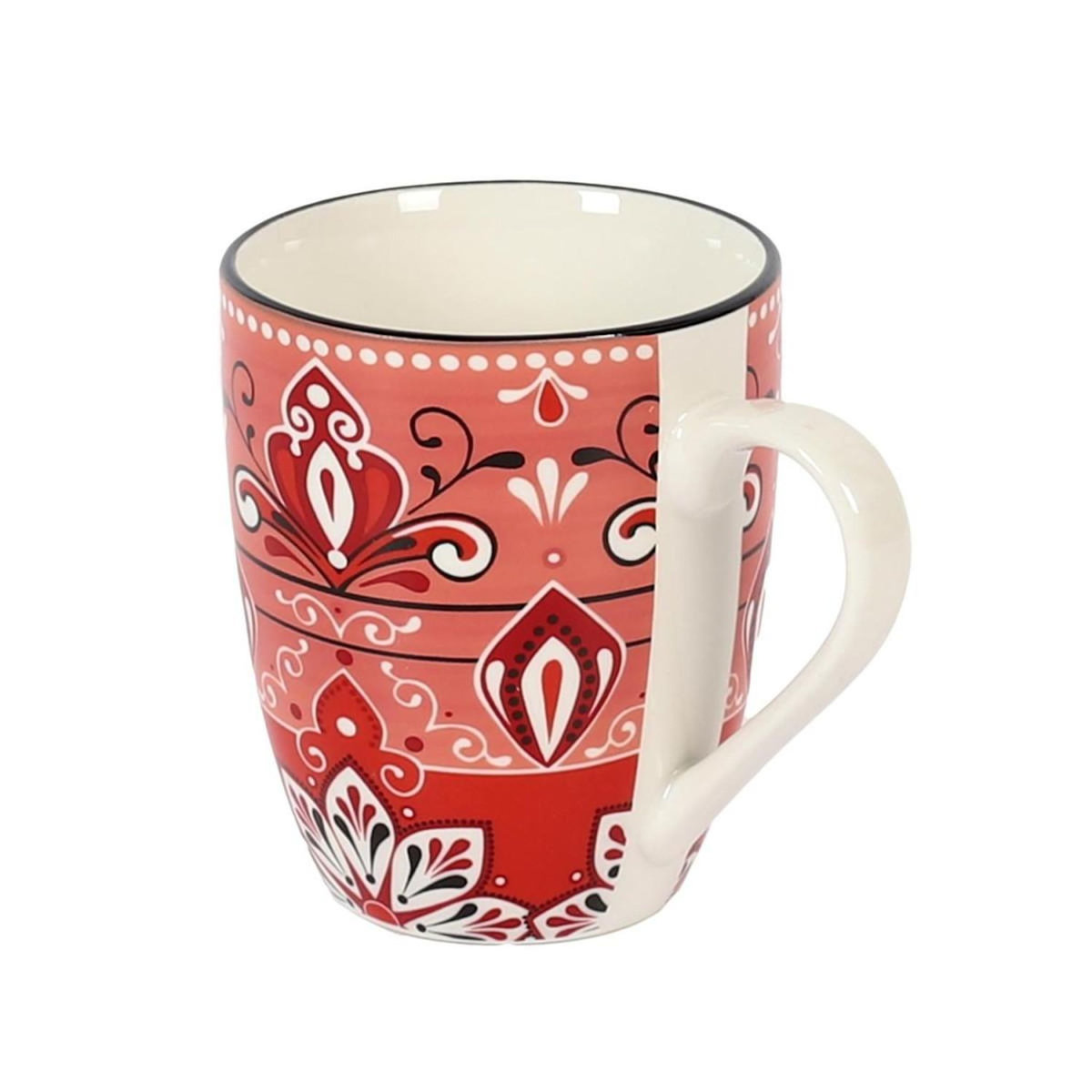 Paris Prix Lot de 6 Mugs en Porcelaine  Jaipur  30cl Rouge