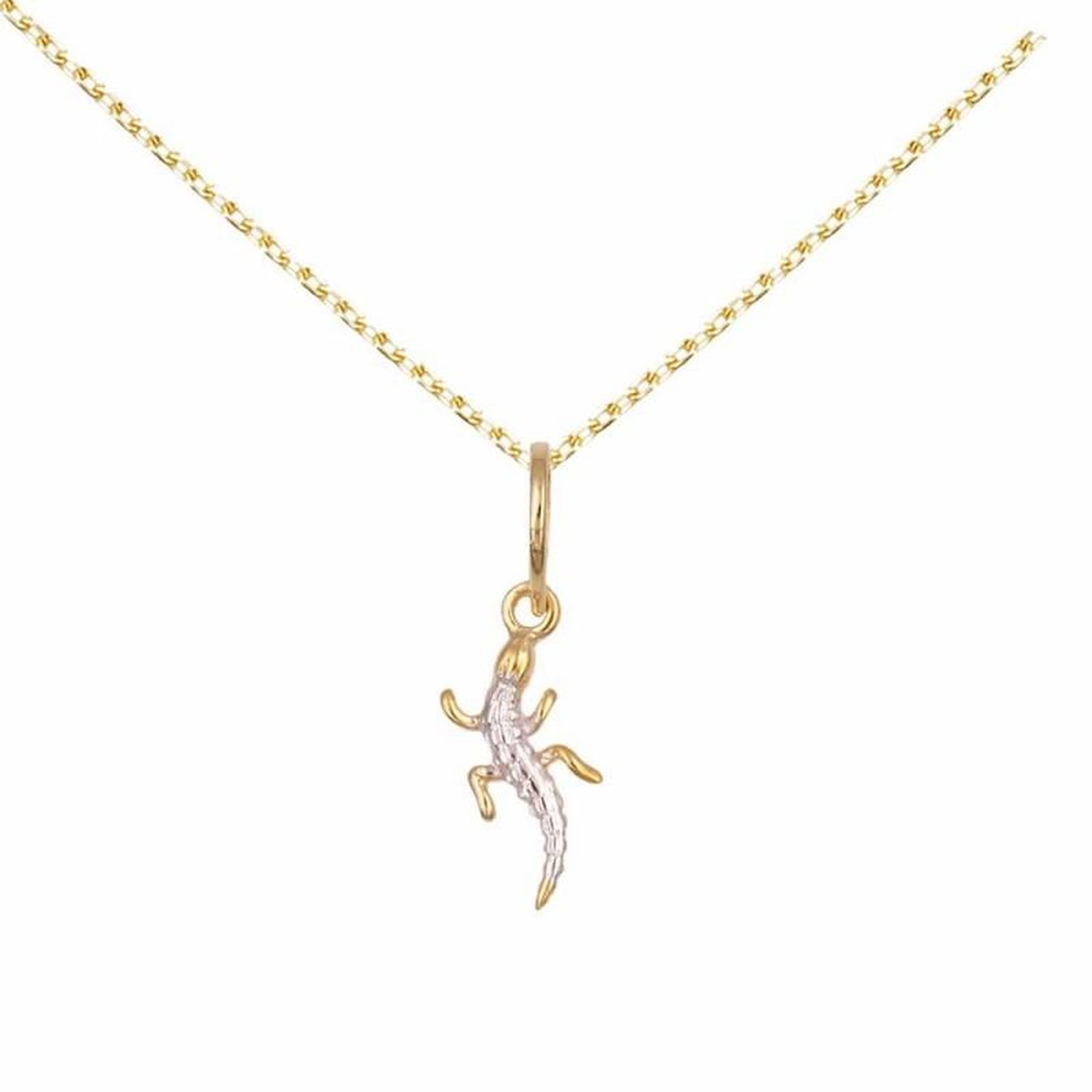 L'ATELIER D'AZUR Collier - Pendentif Or Bicolore Salamandre - Chaine Dorée