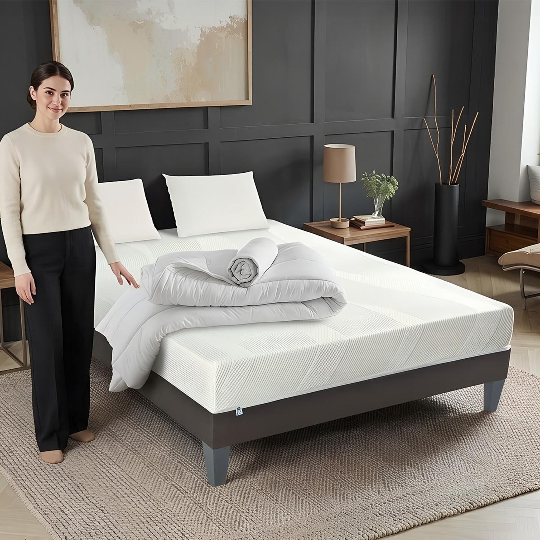 Voir la diapositive 2 : BELLECOUR Bellecour literie | pack prêt à dormir paris | matelas mémoire de forme + sommier + accessoires