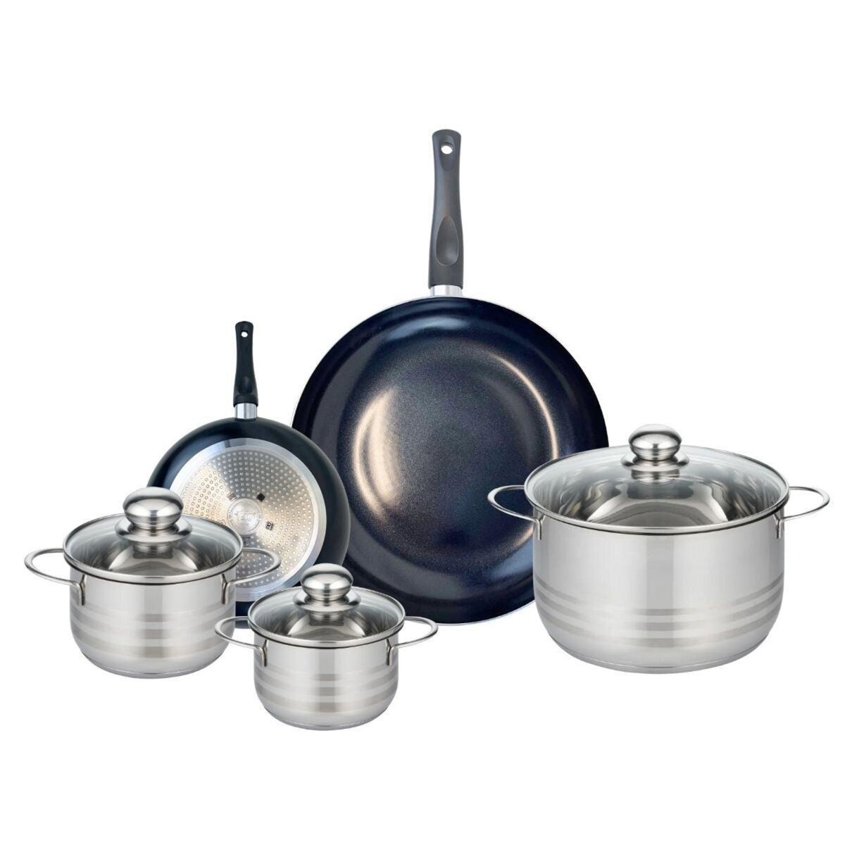 ELO Ensemble de 2 Poêles de cuisson 20 et 32 cm et 3 faitouts 14, 16 et 24 cm Elo Prima Brillant