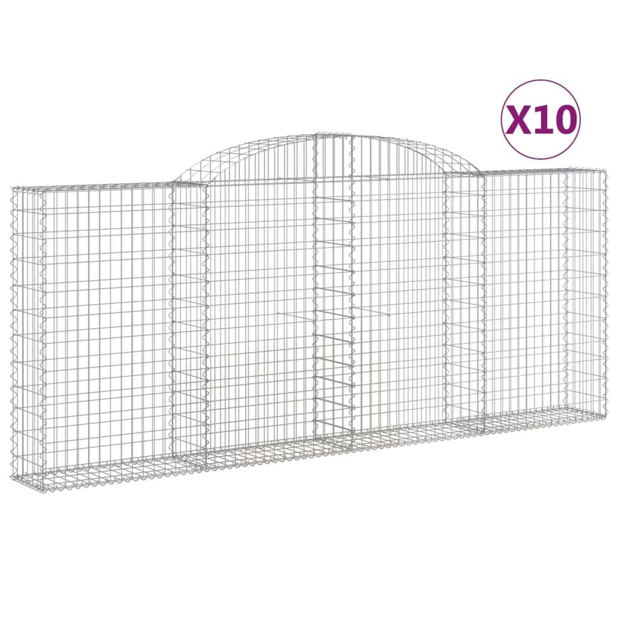 Voir la diapositive 2 : VIDAXL Paniers a gabions arques 10 pcs 300x30x120/140 cm fer galvanise