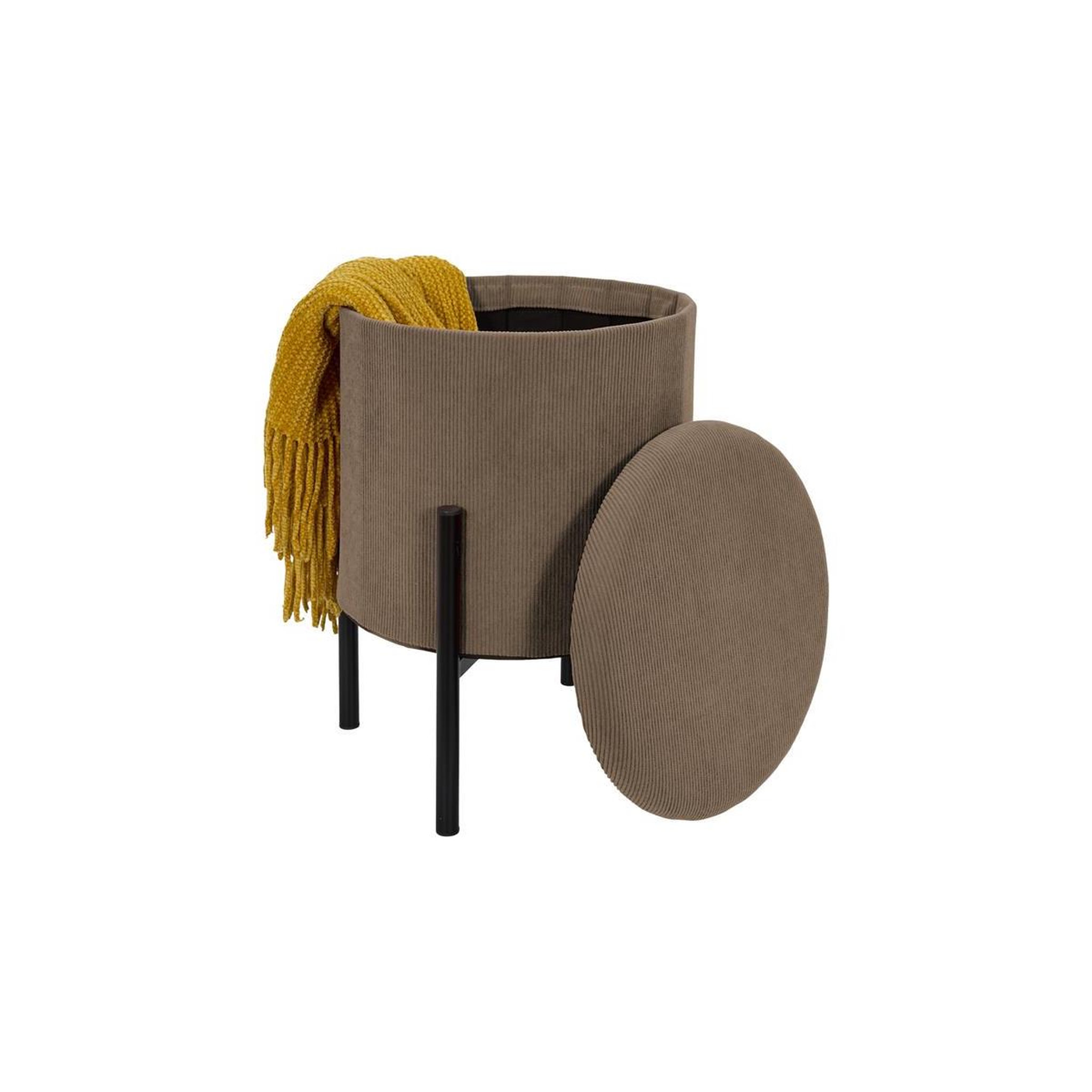 Voir la diapositive 3 : The Home Deco Factory Pouf de Rangement Côtelé  Jules  41cm Taupe