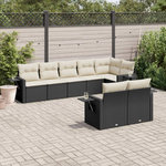 VIDAXL Salon de jardin 8 pcs avec coussins noir resine tressee