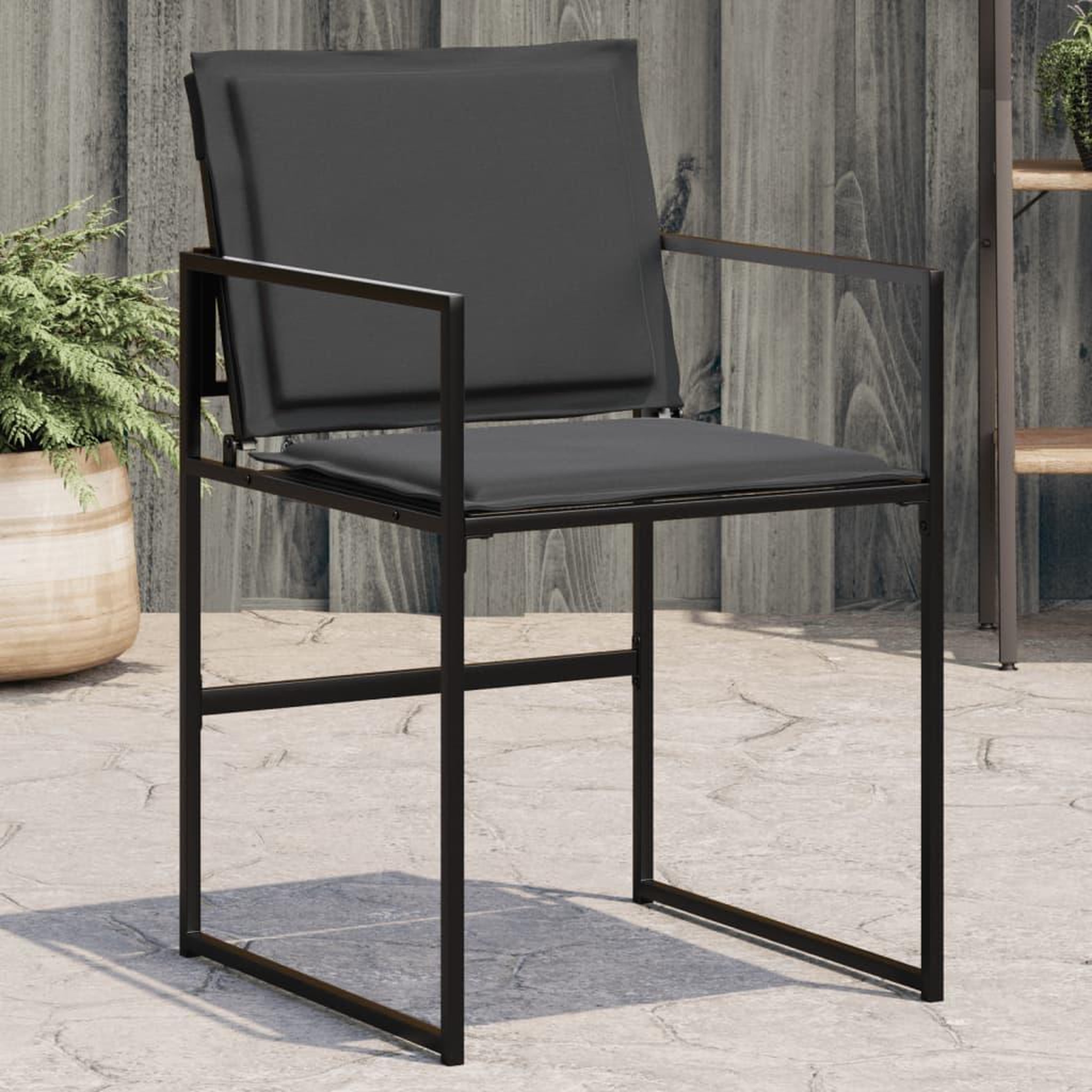 VIDAXL Chaises de jardin et coussins lot de 4 noir acier et textilene