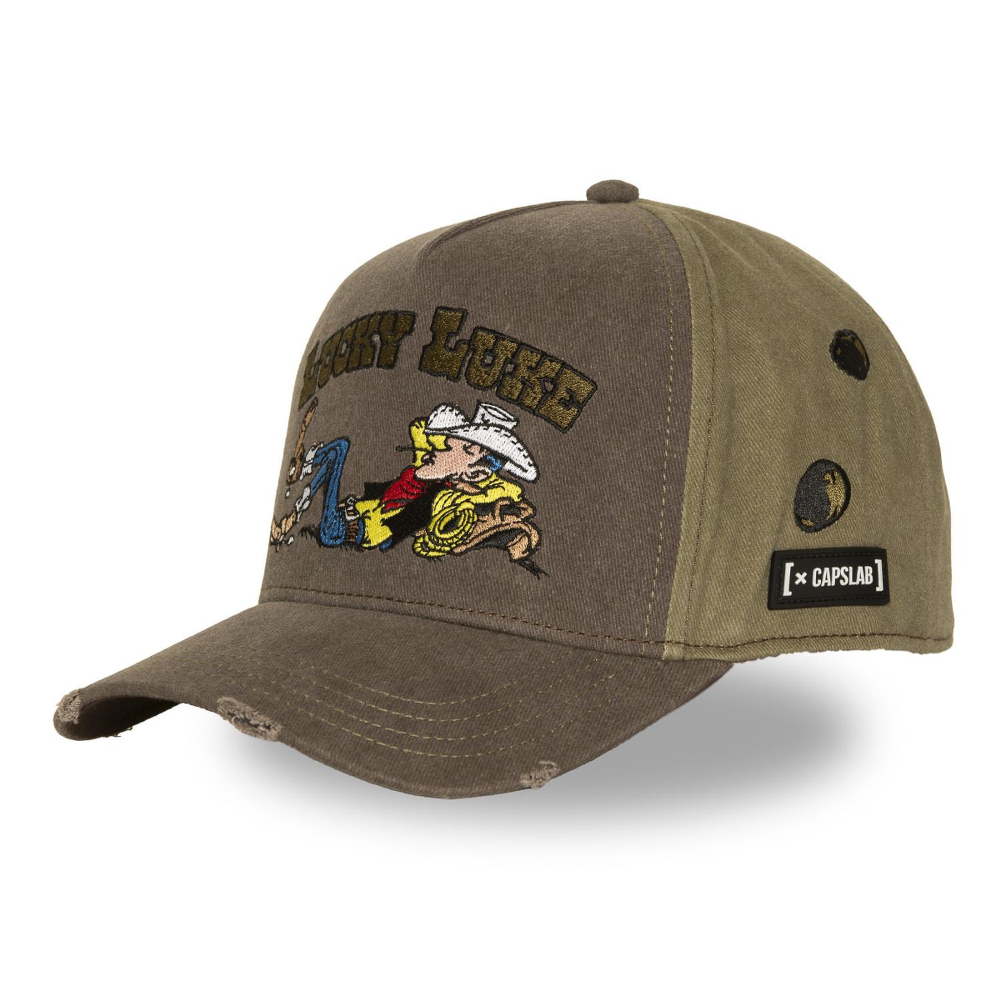 CAPSLAB Casquette trucker premium effet usé Lucky Luke Lucky. Coloris disponibles : Marron