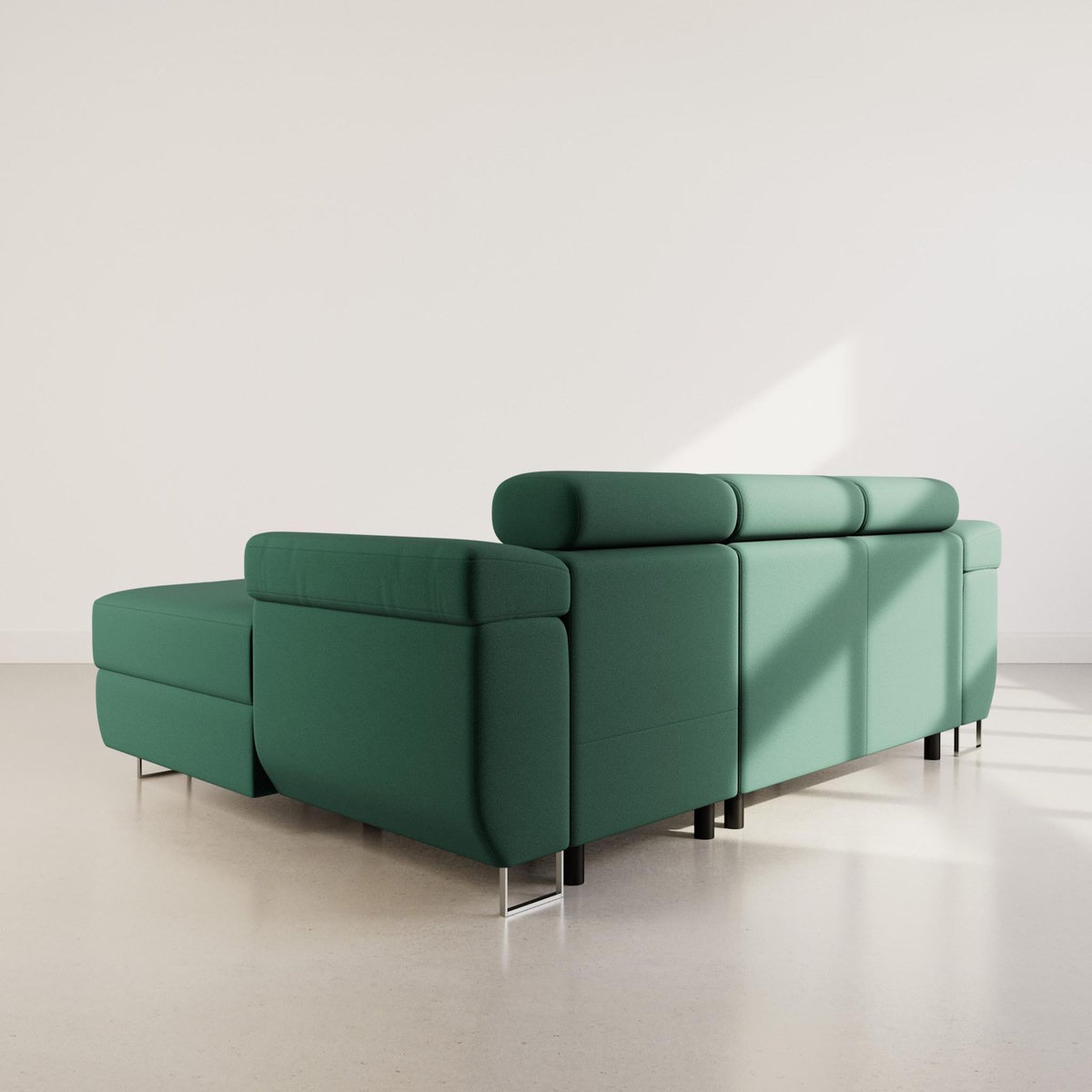 BEST MOBILIER Pablo - canapé d'angle droit - 6 places - convertible avec coffre et têtières réglables - en velours