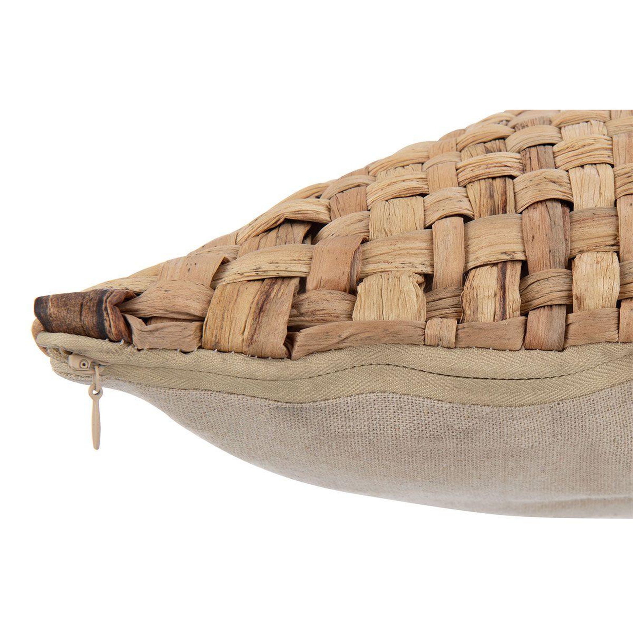 Voir la diapositive 3 : J-LINE Coussin déco carré  mayssa  45x45cm naturel