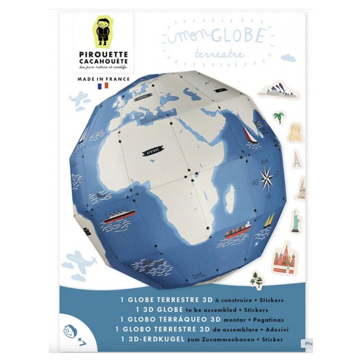 Kit Créatif Globe À Fabriquer 27 Cm Et Stickers Pirouette Cacahouète - vue 2