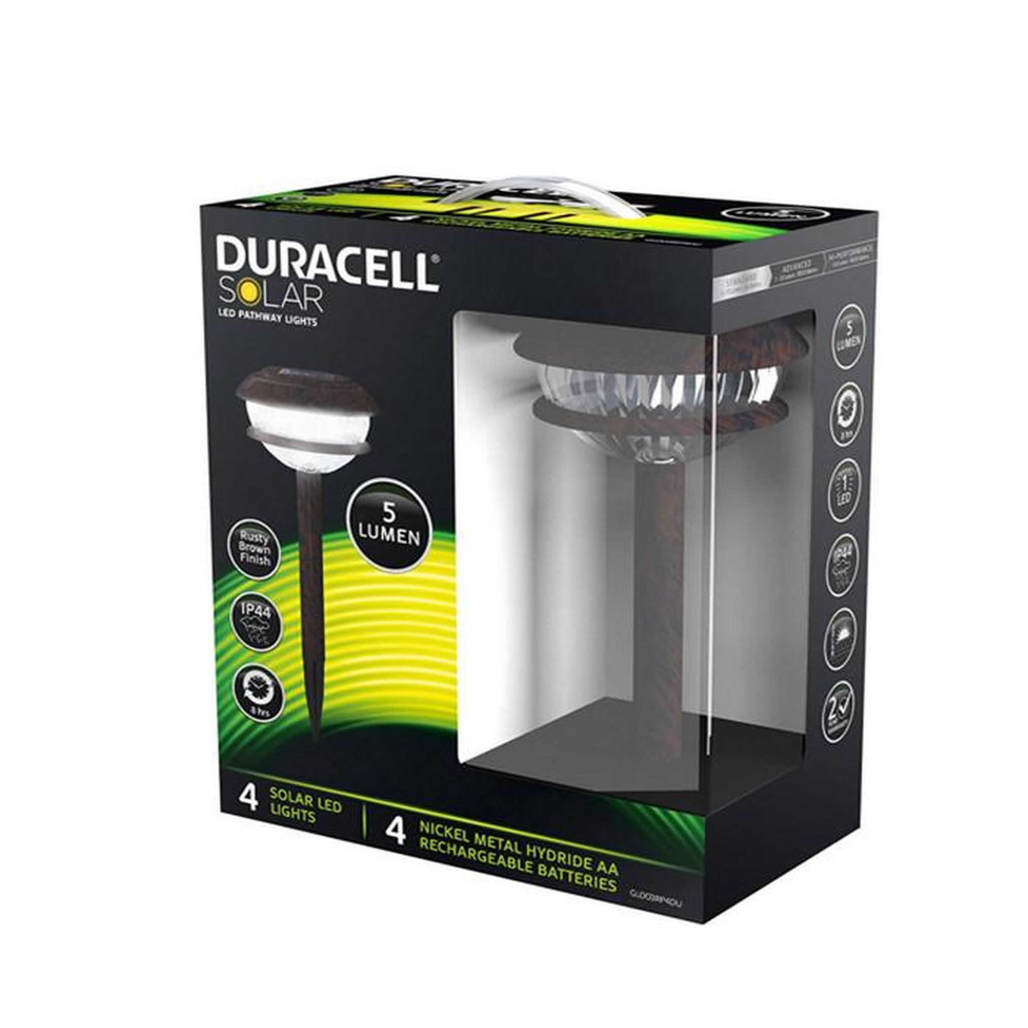 Voir la diapositive 4 : Duracell Lot de 4 lampes solaires 5 lumens - gl003rp4du