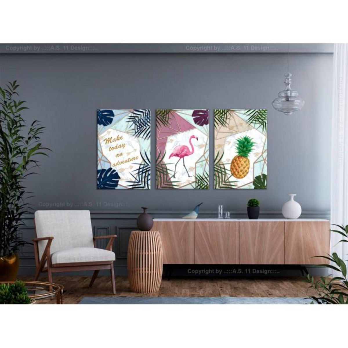 Paris Prix Tableau Imprimé 3 Panneaux  Tropical