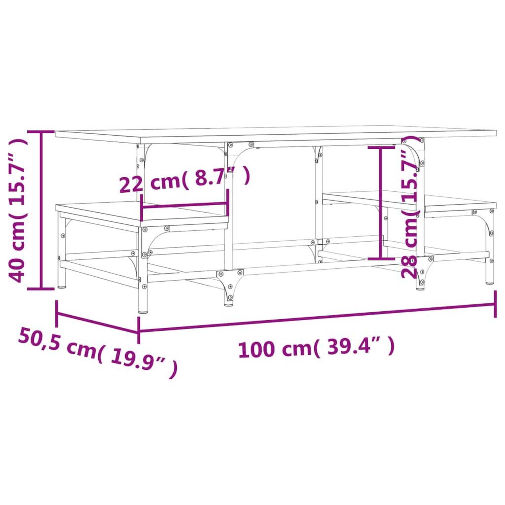 Voir la diapositive 6 : VIDAXL Table basse chene fume 100x50,5x40 cm bois d'ingenierie