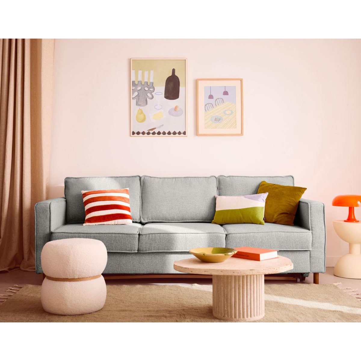 LISA DESIGN Jake - canapé droit 3 places convertible en tissu velours relief