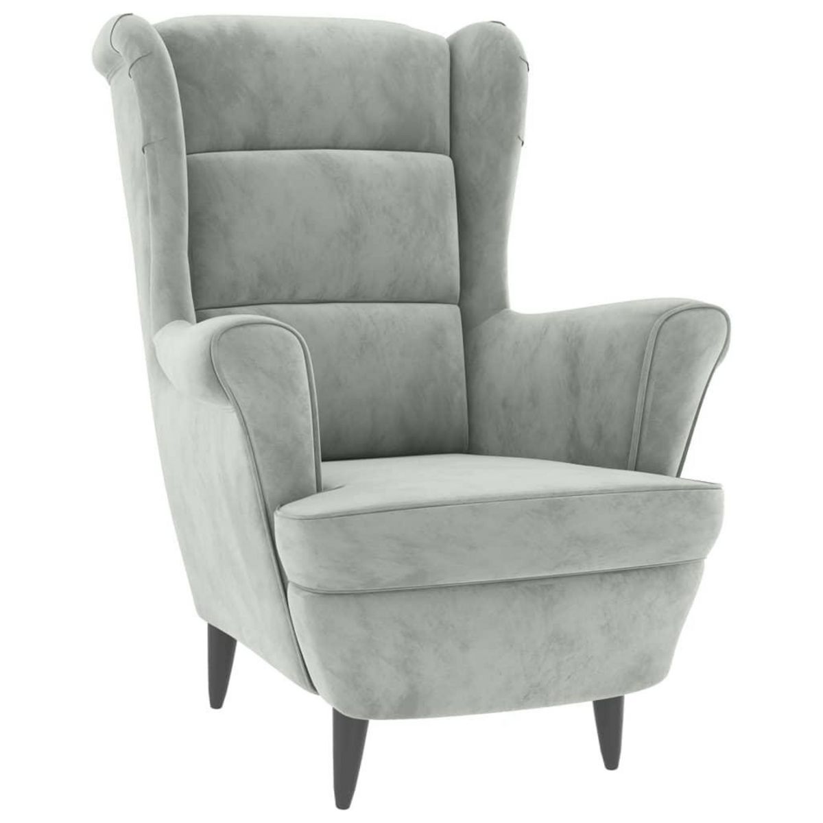 VIDAXL Fauteuil a oreilles avec tabouret gris clair velours