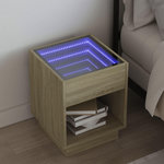 VIDAXL Table de chevet avec LED infini chene sonoma 40x40x50 cm