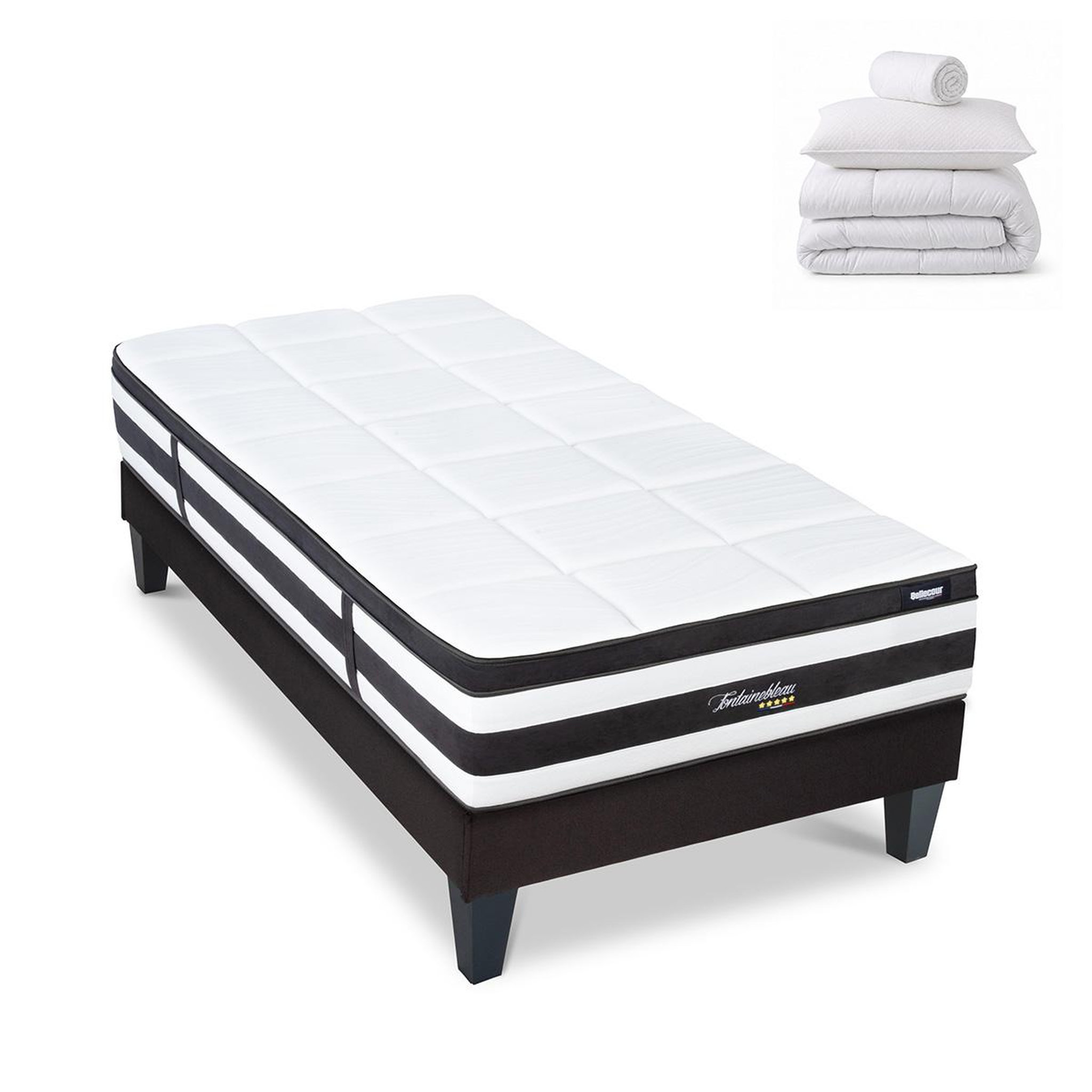 Voir la diapositive 1 : BELLECOUR Bellecour literie | pack prêt à dormir fontainebleau | matelas ressorts ensachés + sommier + accessoires