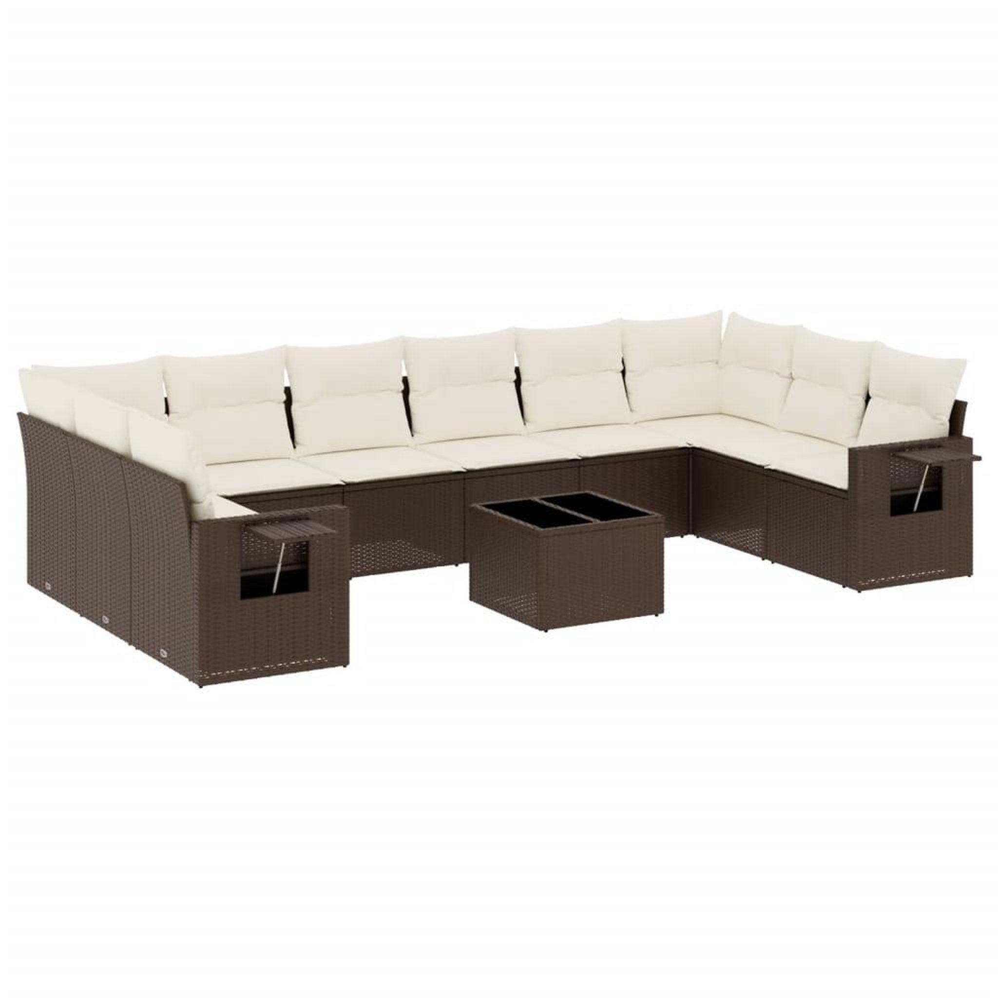 Voir la diapositive 2 : VIDAXL Salon de jardin et coussins 11 pcs marron resine tressee