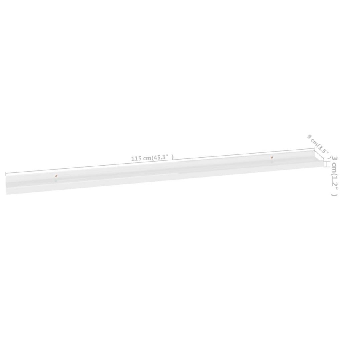 VIDAXL Etageres murales 4 pcs Blanc brillant 115x9x3 cm