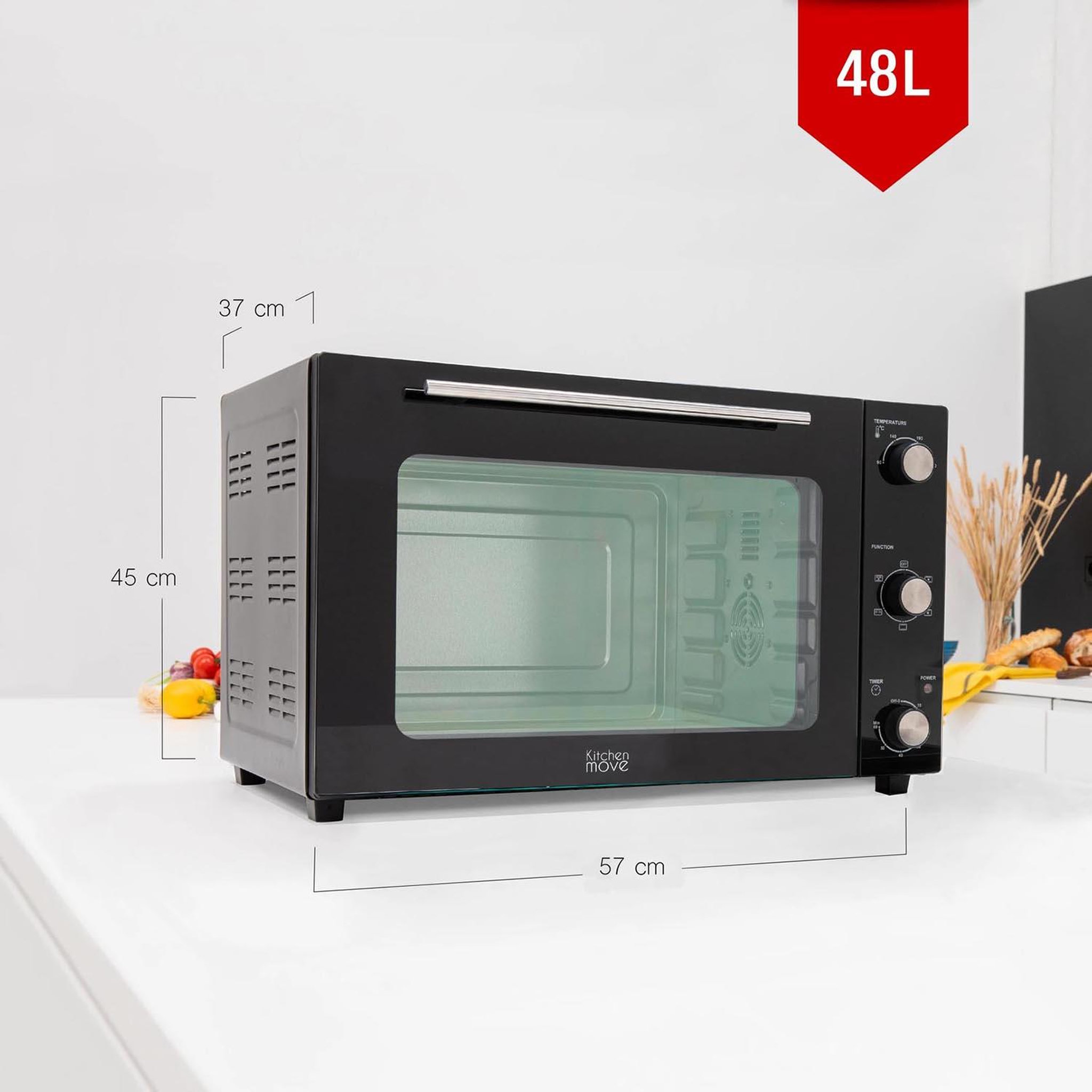 Voir la diapositive 4 : Kitchen move Four multifonction chaleur tournante 48l 1800w noir - BAT-48RC